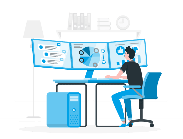 Data professional analyzing charts and dashboards
